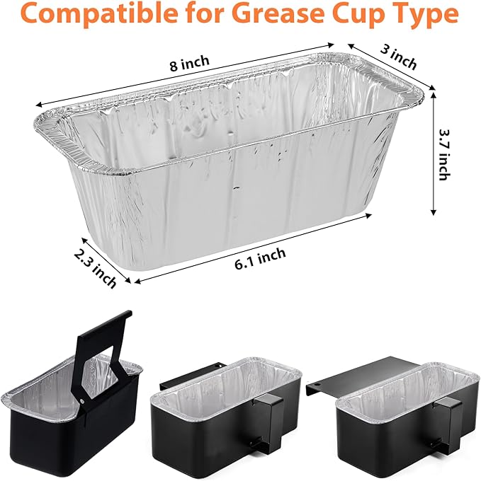 50-Pack Griddle Accessories for Blackstone - Grease Cup Liners Compatible with Blackstone 5017 Griddle, Aluminum Foil Drip Pan Disposable Grease Catcher Tray for 17, 22, 28, 36 Inch