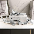 Silver Home Decor Thinker Reading Women Statue for Living Room, Modern Shelf Decor Accent Decorations, Resin Collectible Figurines Display for Office Bedroom Table Desk,Silver