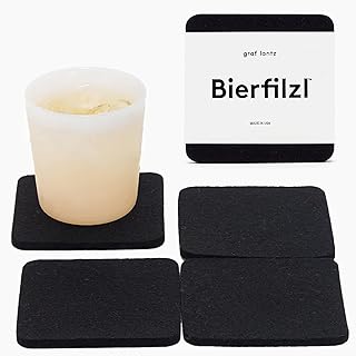 Graf Lantz - Bierfilzl Merino Wool Square Coasters Set of 4 - Black (4"x4"x5mm) - Absorbs 30% of Weight - Natural German Wool - Heat Resistant, Sustainable, Reusable - Home Decor, Coffee Table Decor