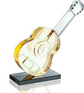 QFkris 6'' Crystal Guitar Figurines Collectibles Blown Glass Art Musical Sculpture Statue Paperweight with Base Home Table Decor (Champagne)