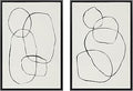 Kate and Laurel Sylvie Modern Circles and Going in Circles Framed Linen Textured Canvas Wall Art Set by Teju Reval of SnazzyHues, 2 Piece 23x33 Black, Decorative Abstract Art Prints for Wall