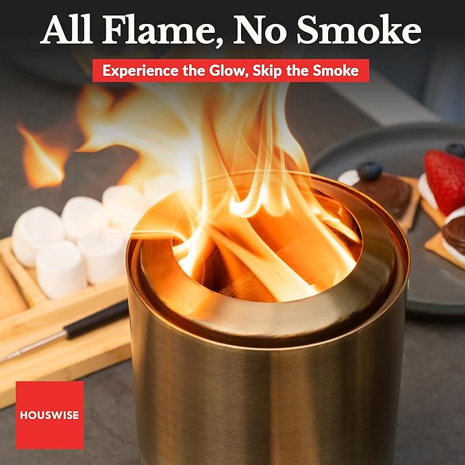 Houswise Smokeless Tabletop Fire Pit Outdoor - 8 Inch Mini Fire Pit, Wood Pellet Table Top Firepit, Portable Table Top Pit for Outside Patio, Small Pits Patio Heater Stove, Tabletop Firepit