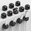 12 Pack Rotatable Cable Clips,Spring Cord Organizer Desk Cable Management Cord Holder Adhesive Phone Charger Cord Clips for Home Office Car Wall Nightstand Accessories Black