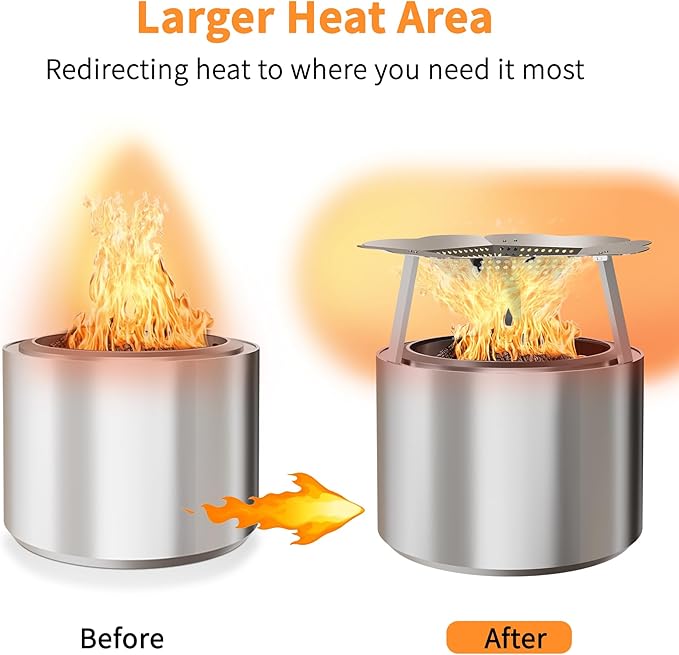 Heat Deflector for Solo Stove Bonfire, 19.5" Solo Stove Bonfire Accessories, 304 Stainless Steel Fire Pit Heat Deflector with Carrying Handle & 3 Legs, Heat Diffuser for Outdoor Indoor Fire Pits