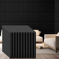 Nuanchu 32 Pcs 3D Wall Panels for Interior Wall Decor, 12''x12'' Fluted Textured Black Accent Tiles Waterproof Paintable for Living Room TV Background Bedroom Bathroom Gaming Room, 58 Sq. ft Coverage
