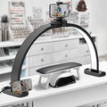 CGBE Half-Moon Nail Light for Desk : Professional Manicurist Table Lamp for Nail Salon Lighting and Eyelash Extensions with Phone Holder - Extra Large 30.7" Craft Desk Light - Black