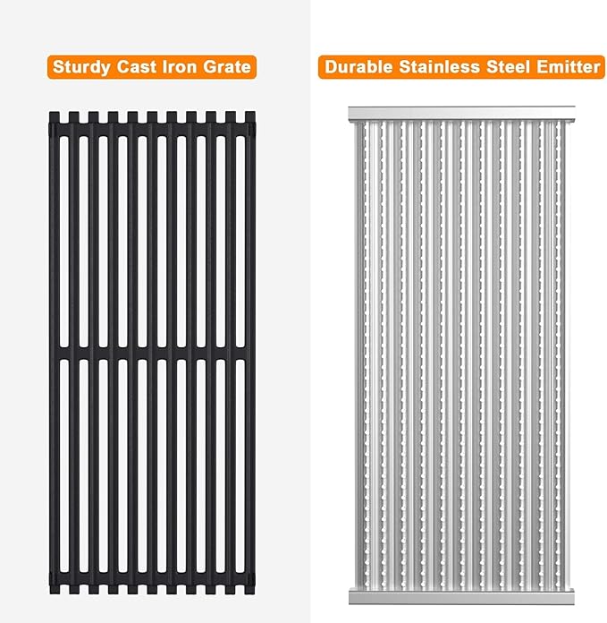 17" Cooking Grid Grates and Emitter Plates Replacement Parts for Charbroil Commercial Infrared 3 Burner 463242516 463242515 466242515 466242615 463243016 463367516 G466-2400-W1 G474-0017-W2,Cast Iron