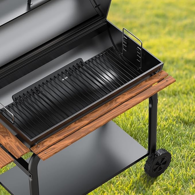 LS'BABQ 23" to 34" Adjustable Ash Pan for Charcoal Grill Chargriller 1224 1324 2121 2222 2123,Oklahoma Joe Charcoal Grill Royal Gourmet, Ash Pan with 2PC Fire Grate Hanger