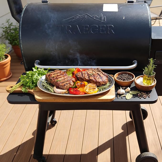 Utheer Folding Front Shelf for Traeger Pro 780 and Ironwood 885, BAC442 Grill Accessory 32.9" x 11.5", Heavy-Duty Steel Table Supports 60 LBS, Foldable Prep & Storage Station for BBQ Tools & Food