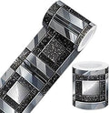 IVN Wallpaper Border Peel and Stick Wall Black and Silver Mosaic Decorative Wall Trim Self Adhesive Border for Walls Mirror Frame Accent Strip for Bedroom Kitchen LivingRoom 4x196 Inch
