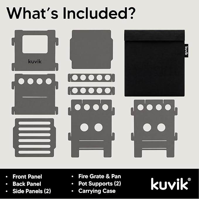 Kuvik Compact Titanium Wood Stove - Ultralight and Compact Stove for Backpacking, Camping, and Survival