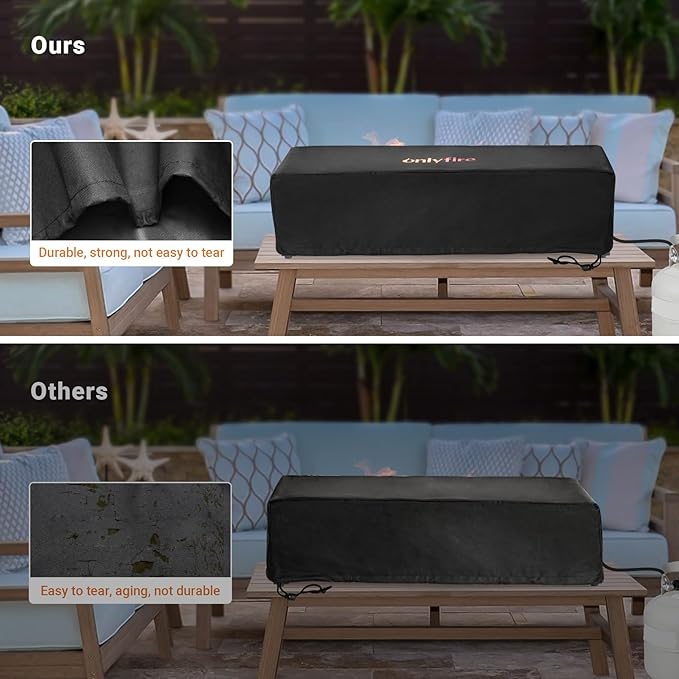 Onlyfire Tabletop Fire Pit Cover, 28 Inch Rectangular Outdoor Patio Gas Propane Firepit Cover with UV Resistant and Waterproof Firepit Table Cover for Patio & Outdoors, 28.7x9.2x7.7 inch