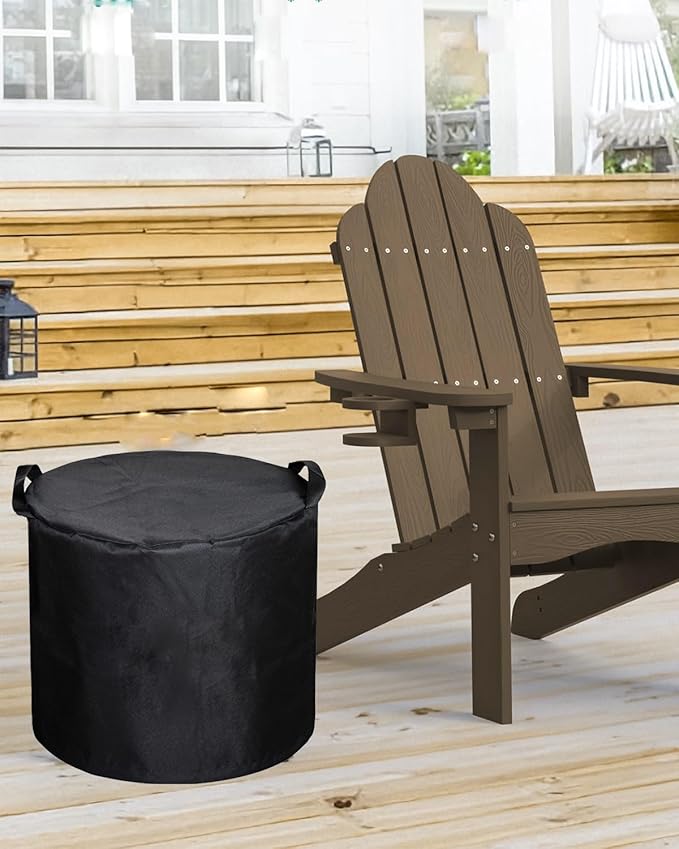 SheeChung Fire Pit Cover Round for 18"D x 15"H,Outdoor Fire Pit Round Cover,Waterproof 600D Polyester Cover,Anti-UV&Tear Resistant-Fits for Tabletop Firepit Outdoor Side Table Small Wicker Table