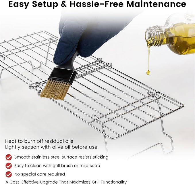 15.3"-22.1" Adjustable Foldable Universal Stainless Steel Grill Warming Rack - Fits Gas/Pellet/Griddle/Smoker Grills, Compatible with Weber, Traeger, Pit Boss Hot Series