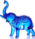 YWHL Blue Crystal Elephant Figurine Gifts for Women & Men, Glass Elephant Statue for Home & Office Decor, Handmade Art Animals Collectible