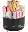 Camelmother Pen Holder For Desk With 5 Slots 360°Rotating Pencil Holder Makeup Organiezr Teacher Supplies Office decor (black)