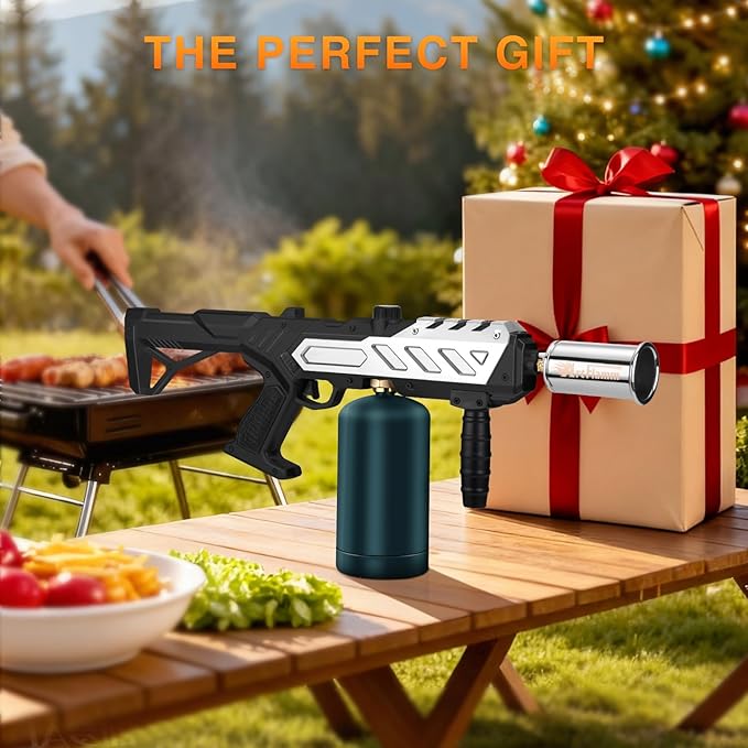 ARTFLAMM Powerful Propane Torch Gun, Kitchen Grill Torch with Detachable Design, Adjustable Flamethrower Torch Burner for Searing Steak, BBQ, Welding, Camping Charcoal Lighter(Tank Not Included)