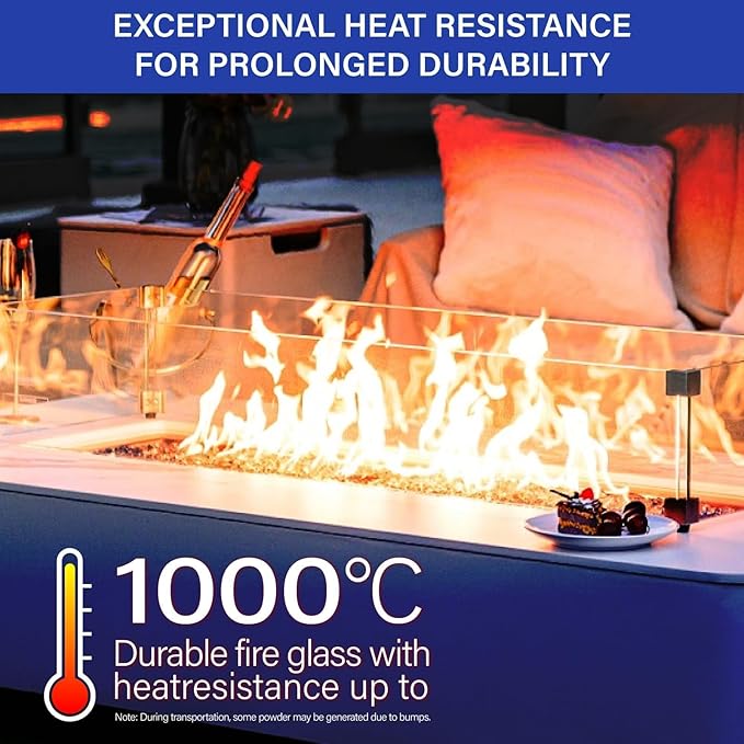 NUPICK 10 Pound Fire Glass for Fire Pit, 1/2 Inch Tempered Mixed Fire Glass in Bahama Blend for Propane Fire Pit & Gas Fireplace, Blue and White Fire Glass Rock