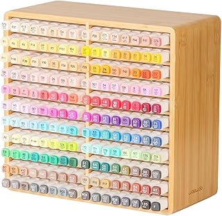 walowalo Markers Organizer Hold 176 Markers Birthday Gifts Bamboo Pen Holder Art Supply Pencil Alcohol Storage Organizer 22 Compartments All-in-One Marker Storage for Home Office Desk Classroom