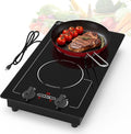 VBGK Induction Cooktop,110V 2300W 2 burner hot plate with Knob Control,9 Power Levels, Kids Lock & Timer,LED touch control,Overheat Protection Electric stove,2 burner induction cooktop