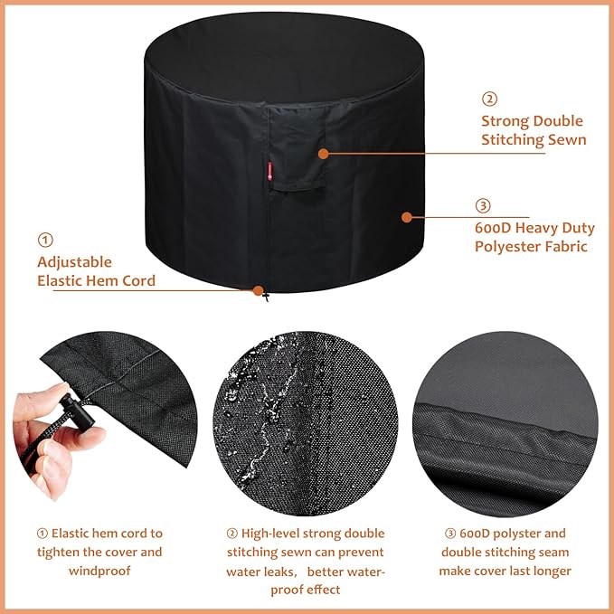 SheeChung Fire Pit Cover Round 30"Dx25"H,Propane Firepit Covers for BALI OUTDOOR Fire Pit,Waterproof 600D Outdoor Cover,Outside Gas Fire Pit Cover