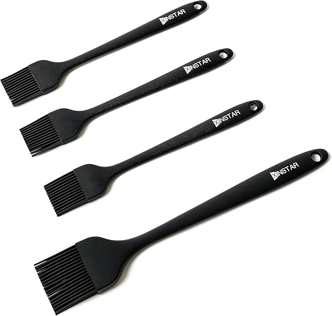 4 Pack Silicone Basting Pastry Brushes; Heat Resistant Pastry Brush ;Enhance Your Grill and Baking Skills with Our Heavy-Duty Steel Core Brush - Ideal for Cooking Enthusiasts and Pros Alike