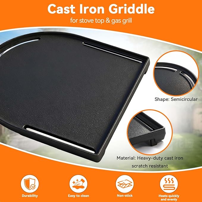 13" Cast Iron Griddle for Coleman Roadtrip Grill 285 225 Table Top Accessories Replacement Parts - Nonstick Reversible Griddle for Stove Top/Gas Grill/Oven & Outdoor BBQ for Swaptop Cooktop LX LXE LXX