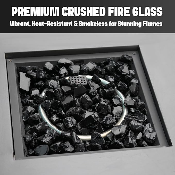 Mr. Fireglass Crushed Fire Glass for Natural or Propane Fire Pit,10 Pounds Decorative Recycled Glass Rocks for Fireplace and Landscaping, High Luster Black