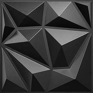 LEVOWAY 33 Pack Decorative 3D Wall Panels for Interior Wall Decor,12''x12'' Black Diamond Design Accent Wall Panles for Living Room,TV Wall Background,Bedroom