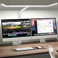 ONEMIX 42" LED Desk Lamp with Clamp, Architect Desk Light with Remote, Adjustable 4-Segment Bar, 1800LM Bright, Eye-Caring Desk Lamp for Home Office, Reading, Study, Dual Monitors, Workbench (White)