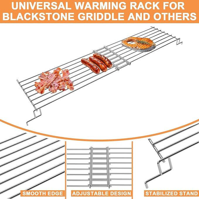 Adjustable Grill Warming Rack for Charbroil Performance 3/4 Burner Grill Replacement Parts 463448021 463365021 463352521 463732623 463354021, Swing Away Grid for Charbroil Grill Accessories