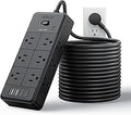 NTONPOWER Long Cord Power Strip, 25 FT Extension Cord with 12 Outlets & 4 USB Ports (2 USB C), 3 Side Multiple Outlet Extender, Wall Mounted for Home Office