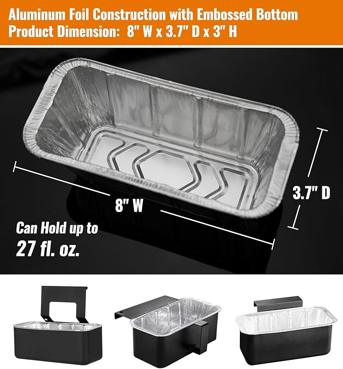 NUPICK 100 Pack Grease Cup Liners for Blackstone 17"/28"/36" Griddle, Drip Pan Liners for Blackstone 5017, Disposable Aluminum Foil Drip Pan Liner