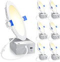 Ensenior 6 Pack 6 Inch LED Recessed Light, Dimmable, 3000K-5000K 3CCT, 1200LM High Brightness, 12W 120V, 3 Pin, ERL-12X-ETL, Damp Rated, Ultra-Thin Canless Wafer Ceiling Light - ETL & FCC & IC