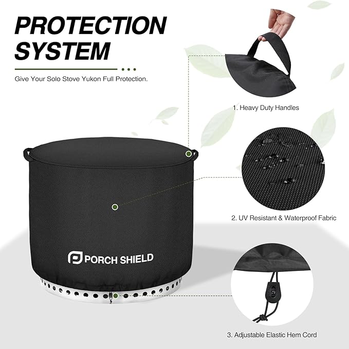 Porch Shield Fade Resistant Solo Stove Yukon Cover - Waterproof Patio Fire Pit Cover Round 28 inch Fits for Small Firepit Solo Stove Yukon