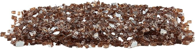 VEVOR Fire Glass, 10 lbs, Copper, 1/4 Inch High-Temperature Resistant Reflective Glass Rocks, Smokeless Fire Pit Stones for Outdoor Table & Landscaping