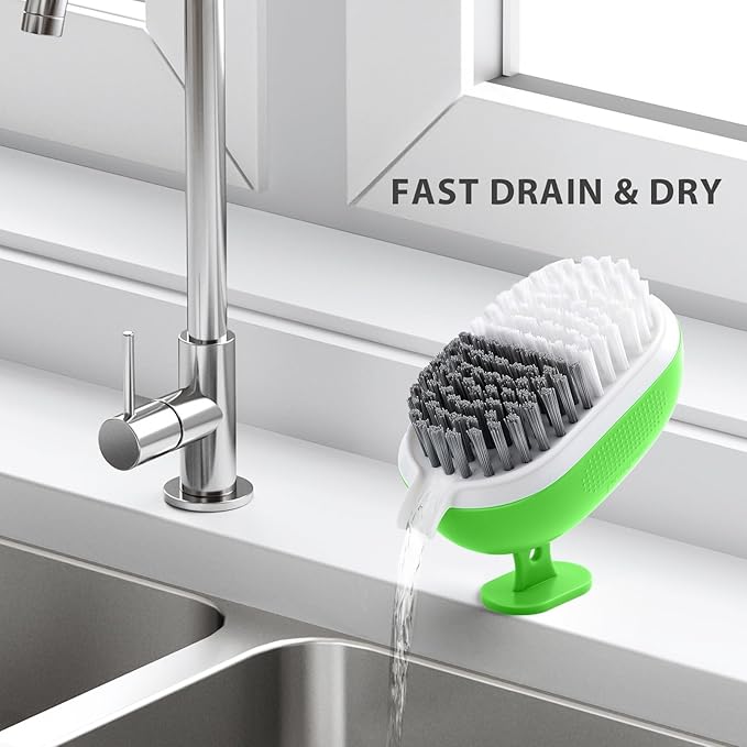 Lumkew Vegetable Brush Scrubber for Food, Drainable Potato Mushroom Scrubber Brushes, Veggie Fruit Washing Scrub Cleaner,1Pcs, Green