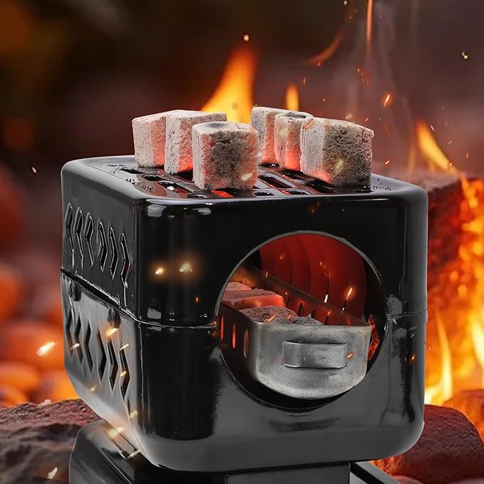 Charcoal Burner for Hookah Faster Heating Electric Stove Coconut Coal Starter 2 Heating Zones with Stainless Detachable Tongs, 1200W High Power Cube Coil Multipurpose Burners Fire Starters