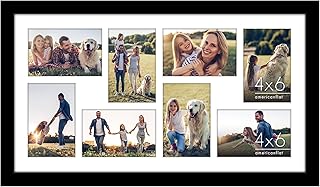 Americanflat 12x22 Collage Picture Frame with Polished Plexiglass - Fits Eight 4x6 Photos or One 12x22 Photo - Gallery Wall Frame Set - Signature Collection - Photo Frame for Wall Display – Black