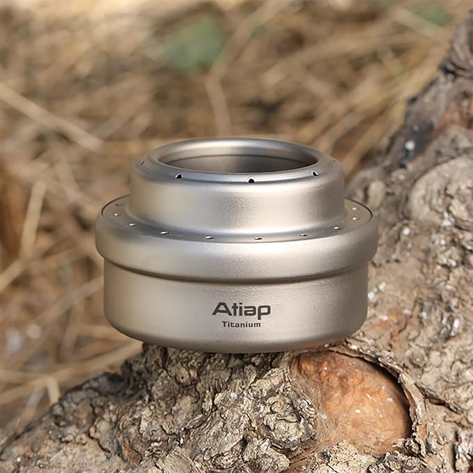 Alcohol Stove, Titanium Portable Camping Backpacking Hiking Stove with Cross Stand Carry Bag