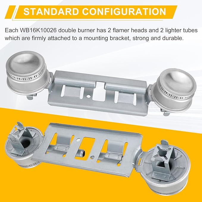 Double Burner Kit WB16K10026 WB29K17 Gas Range Double Burner Assembly Replacement Compatible with General Electric Hotpoin Gas Stove Burner Replaces WB29K17 65932 868697 AP2633210 PS232404