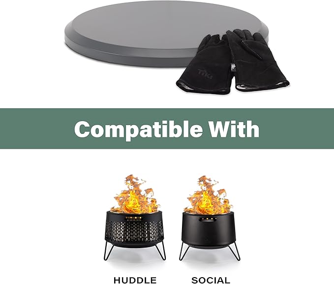TIKI Social & Huddle Tabletop Fire Pit Cover - 21" Durable Powder Coated Steel Lid - Weather-Resistant Outdoor Fire Pit Protection - Converts Fire Pit into Table - Patio & Backyard Accessory, Gray