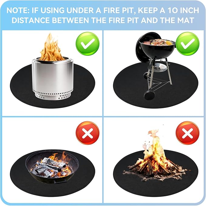 42 Inch Round Fire Pit Mat for Solo Stove Bonfire, Double Sided Fireproof Fire Pit Mat for Solo Stove Bonfire Accessories, Waterproof Oil-Proof for Patio Lawn Deck Outdoor Firepit Protection