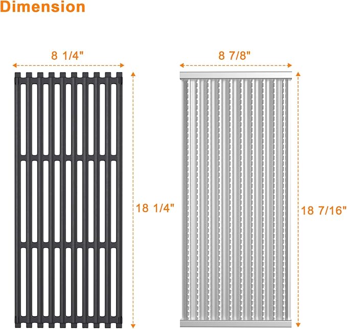 Outspark Cooking Grid Grates and Emitter Plates Replacement Parts for Charbroil TRU-Infrared Grills 3 4 Burner 463241314 433243911 463210011 463210312 G515-4700-W1, G515-4800-W1,Cast Iron