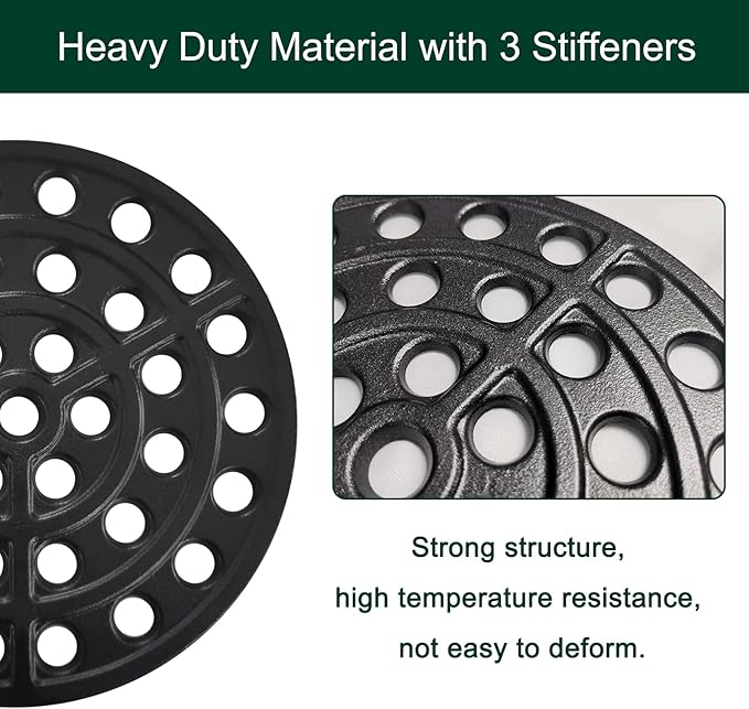 9" Round Cast Iron Fire Grate,BBQ High Heat Charcoal Plate for Large Big Green Egg Fire Grate,Bottom Grate Grill Parts Charcoal Grate Replacement Big Green Egg Accessories
