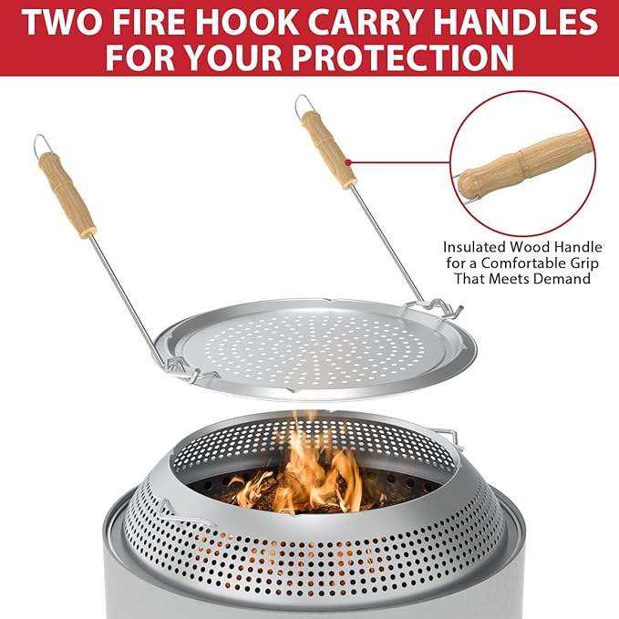 Spark Shield for Solo Stove Bonfire - Stainless Steel Fire Pit Spark Protector Screen for Outdoor Backyard Party, Shield for Solo Stove Bonfire with Two Guild Sticks