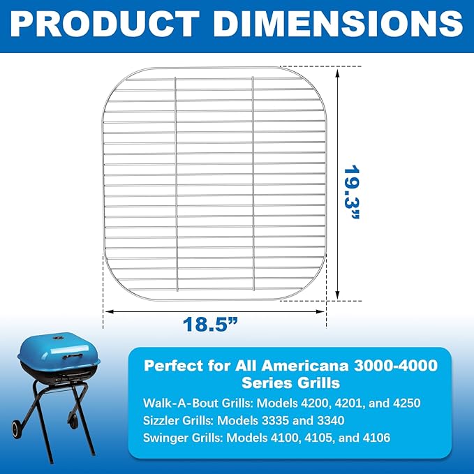 Outspark Cooking Grid for Americana 3000-4000 Series Charcoal Grills Walk-A-Bout, Swinger, Sizzler Grill Grates Replacement Parts for Outdoor Grilling,1 Pack