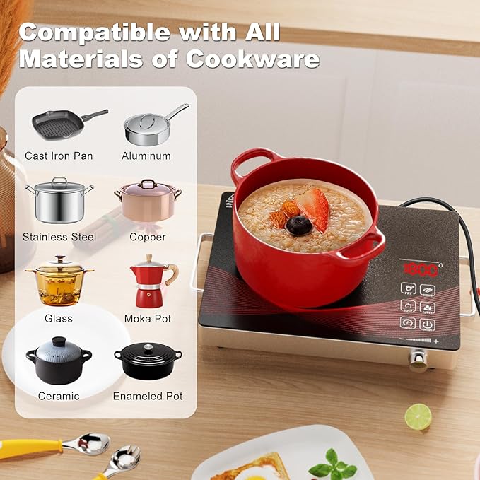 1800W Portable Infrared Cooktop Single Burner Electric Stove Ceramic Glass Electric Hot Plate Cooktop electric burners for cooking stove cocina electrical eléctrica para cocinar eléctrica