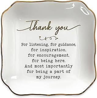 OASSIE Thank You Gifts for Women - 4"x4" Ceramic Jewelry Dish Tray - Inspirational Teachers Day Birthday Retirement Employee Teacher Appreciation Gifts for Women Coworkers Boss Friends Nurses