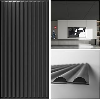 Art3d 2x4 ft Drop Ceiling Tiles in Black, 12-Sheet Semi-Cylinder Design 3D Wall Panels for Interior Wall Decor 24x48 inch